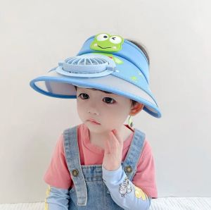 Mũ chống nắng cho bé mũ chống nắng hở chóp mũ gắn quạt tích điện USB chống tia UV UPF50+ có dây rút - Happy Home 4U
