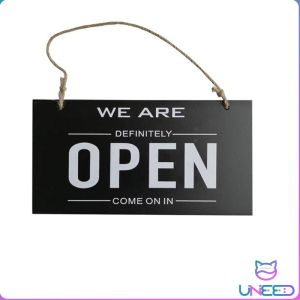 UNeed Double-sided OPEN/CLOSED Store Sign – Minimalist Wooden Indicator Sign – Universal for Stores