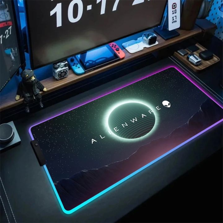 แผ่นรองเมาส์ขนาดใหญ่ Alienware Backlight RGB Gaming Mouse Pad อุปกรณ์ ...