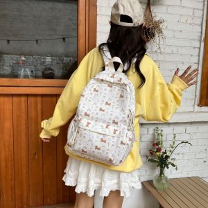 LEIFNYDI Large Capacity Cute Dog Backpack Korean Style Nylon Students School Bag Kawaii Handbag Shoulder Bag Outdoor