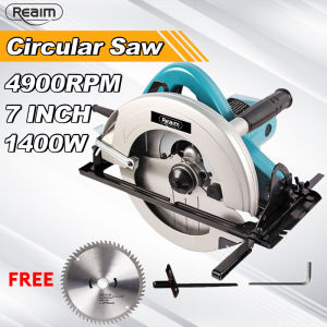 REAIM Electric Circular Saw Power Tool 7" Wood Cutter Machine 1400W Portable Woodworking Tools