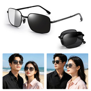 MENSPE Photochromic Sunglasses Foldable Men Women Polarized Chameleon Glasses Driving Goggles Anti-glare Sun Glasses Night Vision Lens UV Protection Chic Retro Sun glasses