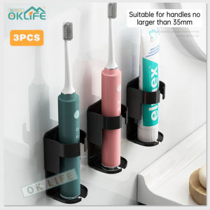 [OKLIFE. SG]Aluminum Toothbrush Holder Wall Mount Electric Toothbrush Save Space Toothbrush Holder Bathroom Organizer
