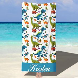 Hoomall Customized Beach Towel for Kids Green Sea Turtle Personalized Name Pool Towel Unique Beach Towel Microfiber Quick-Dry Beach Towel for Kids Personalized Gift for Girl Boy Family Members
