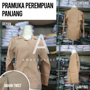 Baju pramuka perempuan lengan panjang Seragam pramuka SMA Bahan Twist / Licin