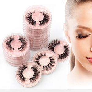 🔥1 Pair of False Eyelashes High Quality Round Package Natural 3D Mink Eyelashes LovelylifeFu