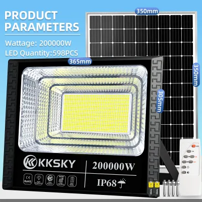 BIngo ไฟโซล่าเซลล์ 80000W 100000W solar light ไฟภายนอกอาคาร IP68 กันฟ้าผ่า สว่างนาน 12-14 ชั่วโมง มาพร้อมรีโมทคอนโทรล