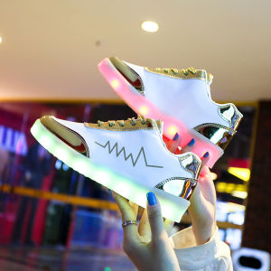 Readystock 2020 New Glowing Sneakers for Boys Girls LED Ghost Dance Luminous Shoes USB Charging Light Up Shoes Men and Women Light Shoes size 31-44  kasut