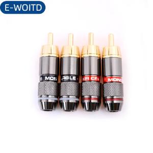 E-WOITD 4 cái Đầu nối âm thanh đầu cắm nam bằng đồng mạ vàng RCA Hi-Fi
