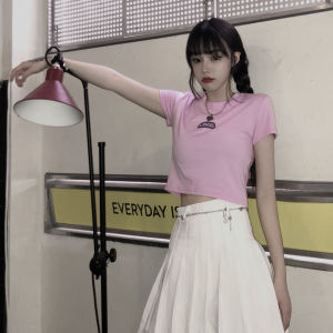 LHSunday เสื้อยืดคอกลมแขนสั้น🛒เสื้อครอปแบบพิมพ์อักษรแซ่บเบาเบ๊า🔥ลุคเซ็กซี่ เสื้อยืดคอกลมผ้านิ่มใส่สบาย🥰เสื้อผ้าใส่สบายสำหรับสาววัยใส✨