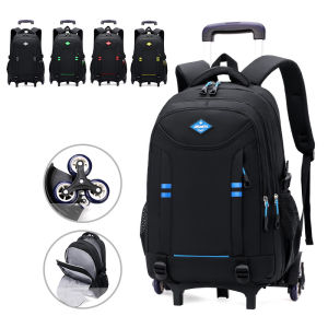 High-capacity Student 6-wheel Trolley School Bag Waterproof Wear-resistant Detachable Backpack