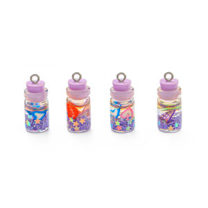 6PCS/Bag Handmade  Transparent Glass Wishing Bottle Charms Fruit Sequin Seashell Charm Pendant For Earring Necklace Keychain DIY Craft Making