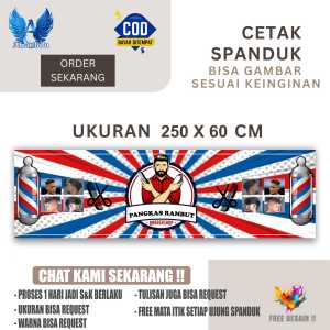 Cetak Spanduk Banner PANGKAS RAMBUT MODEL CAHAYA Ukuran 200x100 Costom Desain