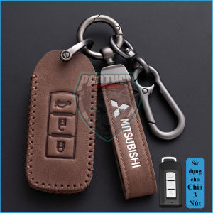 Ốp Chìa Khóa Xe Mitsubishi Xpander Xforce Outlander Attrage Pajero Sport Triton Hợp Kim Cao Cấp Mẫu Dây Logo Móc Khóa