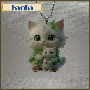 gaoba Car Hanging Pendant Rearview Mirror Decoration Backpack Cat-Shaped 2D Acrylic Hanging Ornament Car Interior Decor Handmade Craft