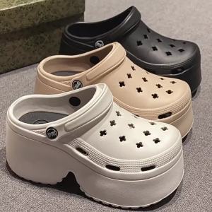[Free Shipping] WomenS Summer Platform Sandals For Outdoor Wear Height-Increasing Beach High-Heeled New Style Perforated Shoes WomenS Anti-Slip Shoes
