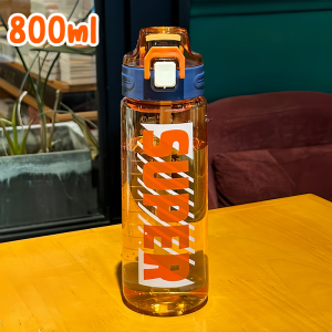 800ml วัสดุรักษ์สิ่งแวดล้อม กระติกน้ำ 2in1 (ยกดื่ม+หลอด) ถ้วยกีฬาสะดวก ขวดน้ำพลาสติก