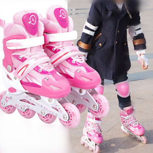 Roller Blades 4 Wheel for Kids Adjustable Inline Skate Breathable Flashing Size 27-41 Roller Skates for Boys Girl MY144