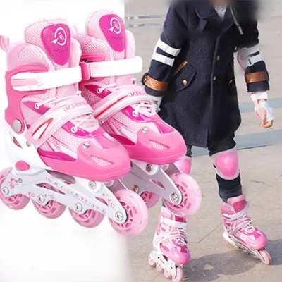 Roller Blades 4 Wheel for Kids Adjustable Inline Skate Breathable Flashing Size 27-41 Roller Skates for Boys Girl MY144