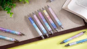 20pcs Rainbow Ombre Glitter Beach Ballpoint Pens Teachers Appreciation Pen Ocean Lovers Gift Inspired Gifts for Teacher Black Ink Gel Pens Office Supplies Back to School Gifts