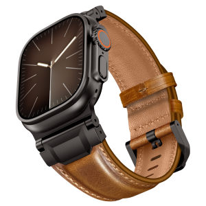 Kinh doanh Vòng Tay Da Dành Cho Apple Watch Ultra 3 2 49mm 46mm 45mm 44mm Nam Dây Đeo dành cho iWatch Series 11 10 9 8 7 6 5 4 SE 3 Band