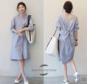 BACK KNOTTED DRESS 558: Bahan Angel Crepe & Dress Realpict Fit to L