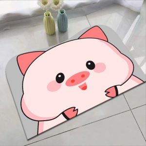 Cute Absorbent Floor Mat Bathroom Entrance Anti-slip Mat Cartoon Animal Shaped Quick-Drying Carpet