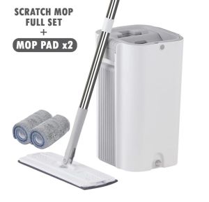 Ready Stock Mop Lantai Double Side Clip Mop Scratch Mop Bucket Mop Magic Mop
