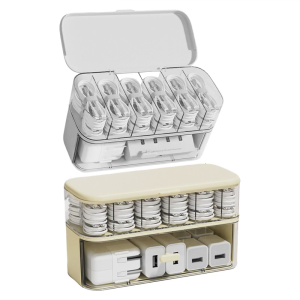 Electronics Desktop Organizers Box with 10 Compartments Clear Designs Convenient for Home and Office Cable Management