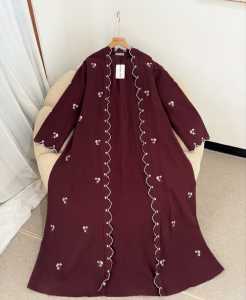 baju wanita abaya Motif Bordir Bunga Dua layer Ukuran Jumbo LD 110 Aurora abaya Dress bahan Ceruty Full Puring Dress arabic Wanita Muslim Ukuran M L XL XXL Bisa COD