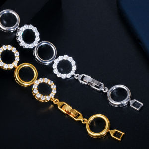 SEQUITO African Fashion Yellow Gold Plated Circle Charm Bracelet Bangles Pave Cubic Zirconia Trendy Women Party Jewelry B116
