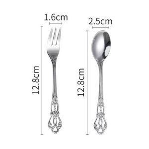 ช้อนส้อมมีดชุดทานข้าว สแตนเลสลายหลุย สไตล์ยุโรป เรียบหรู สีทอง ใช้ในร้านอาหารและโรงแรม