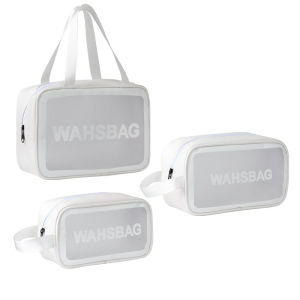 PVC Portable Travel Wash Makeup Bag Womens Cosmetic Bag Large-Capacity Transparent Waterproof Storage Box Organizer