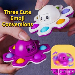 Octopus Pop It Fidget Toys Spinner Face-changing Rotatable Gyro Finger Bubble Spinning Top Decompression Toy