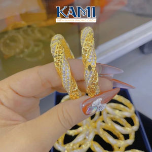 {loại 1} Vòng tay xoắn đính đá cz nhân tạo khoá bấm mạ vàng Kami trang sức sỉ VXD95
