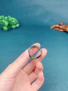 【Ship in 24H】Ring 药王石戒指戒圈 天然飘花蛇纹石戒圈扳指 情侣对戒指环跑环