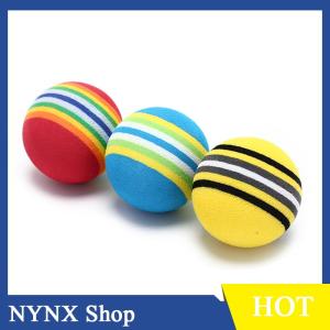 [NYNX] 10Pcs Rainbow Stripe foam Sponge Golf Balls Swing Practice Training Aids