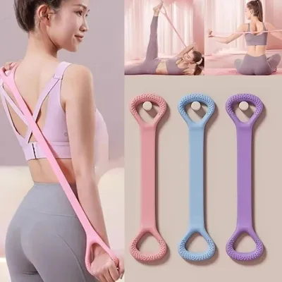 Fitness Silicone Stretch Rope 8-character Puller Home Fitness Equipment Elastic Belt Yoga Pilates Auxiliary Female Open Shoulder Beauty Back Stretcher