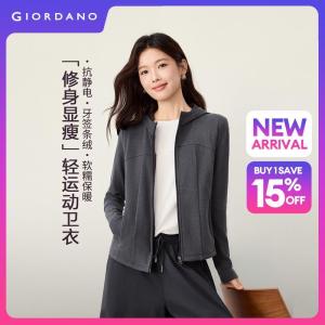 Giordano Women Seam detail slim hooded jacket Free Shipping 05376873