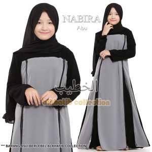 Nabira Abaya Anak Usia 2 - 14 Tahun Bahan Jetblack Kombinasi Ceruti List Warna / Jubah / Gamis Syari / Busana Mulsim