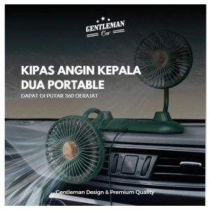 Car Double Head Fan USB 360° Kipas Angin Kepala 2 Portable Mobil