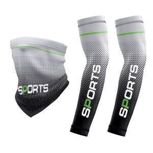 Kai Si Ke ปลอกหน้ากากหน้าผ้าไหมน้ำแข็งอเนกประสงค์และปลอกแขนขับขี่เหมาะสำหรับการวิ่งตกปลาและขี่มอเตอร์ไซค์ L/XL