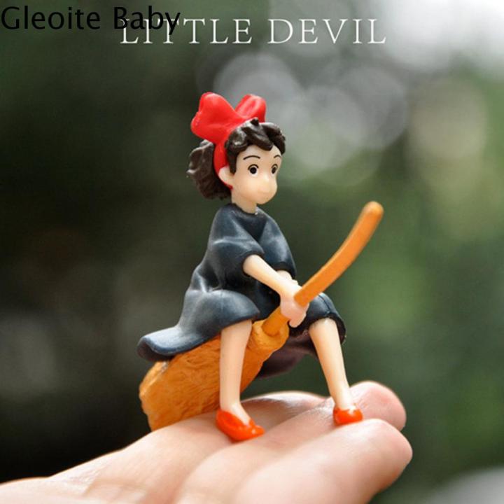 GLEOITE Anime Crafts Miniatures Sitting On The Broom Flying Doll Little