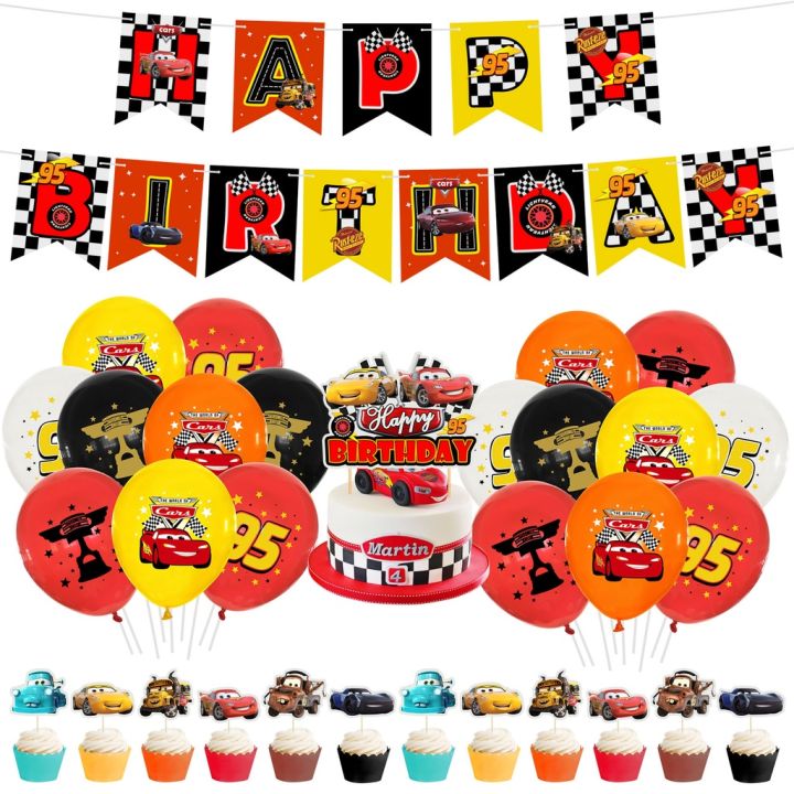 CARS Theme Happy Birthday Party Decoration Set Lightning McQueen King