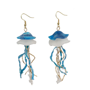 Elegant Blue Jellyfish Earrings Handcraft Accessory for Nature Inspire Styles Portable and Comfortable Wear