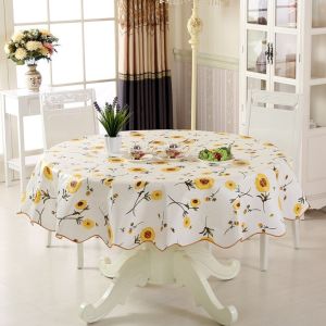 Round Table Cloth Table Cloths Round For 6 Seaters 4 Seaters Round Table Cover PVC Printed Table Cloth Tea Table Cloth Waterproof Oil-Proof And Scald-Proof Disposable
