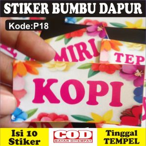 (KODE P18) PAKET STIKER BUMBU ISI 10 | LABEL BUMBU | STIKER BUMBU DAPUR | NAMA BUMBU | STIKER WATERPROOF | STIKER TAHAN AIR DAN MINYAK | STIKER GULA | STIKER KOPI | STIKER SUSU | STIKER TEH | STIKER TEPUNG | STIKER DAPUR
