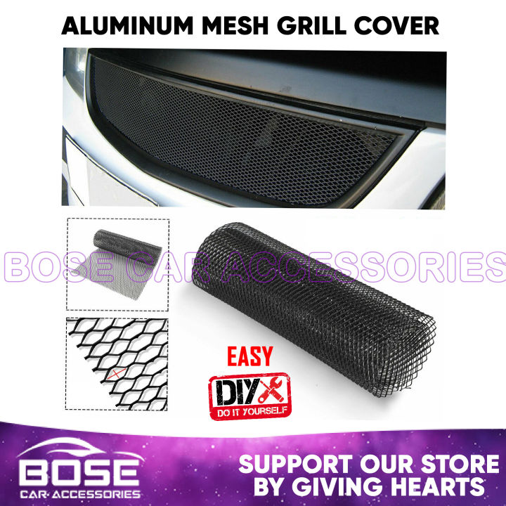 thumbnail image 2 of 40x13 Inch Universal Mesh Grill Cover – Hexagonal, Black Metal, Bumper/Fender/Hood Vent, DIY Cut To Fit 2 of 5