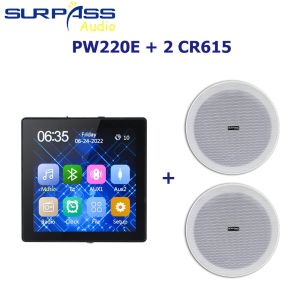 Smart Home Theater Background Music System Mini Wall Amplifier Touch Screen Bluetooth Amplifier with 6 inch stereo Ceiling speaker kit
