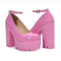 Pink Chunky Heeled Ankle Strap Pumps Sweet Platform Square Heel Woman High Heels Pumps Platform Shoes 2022 Spring Woman Shoes. 